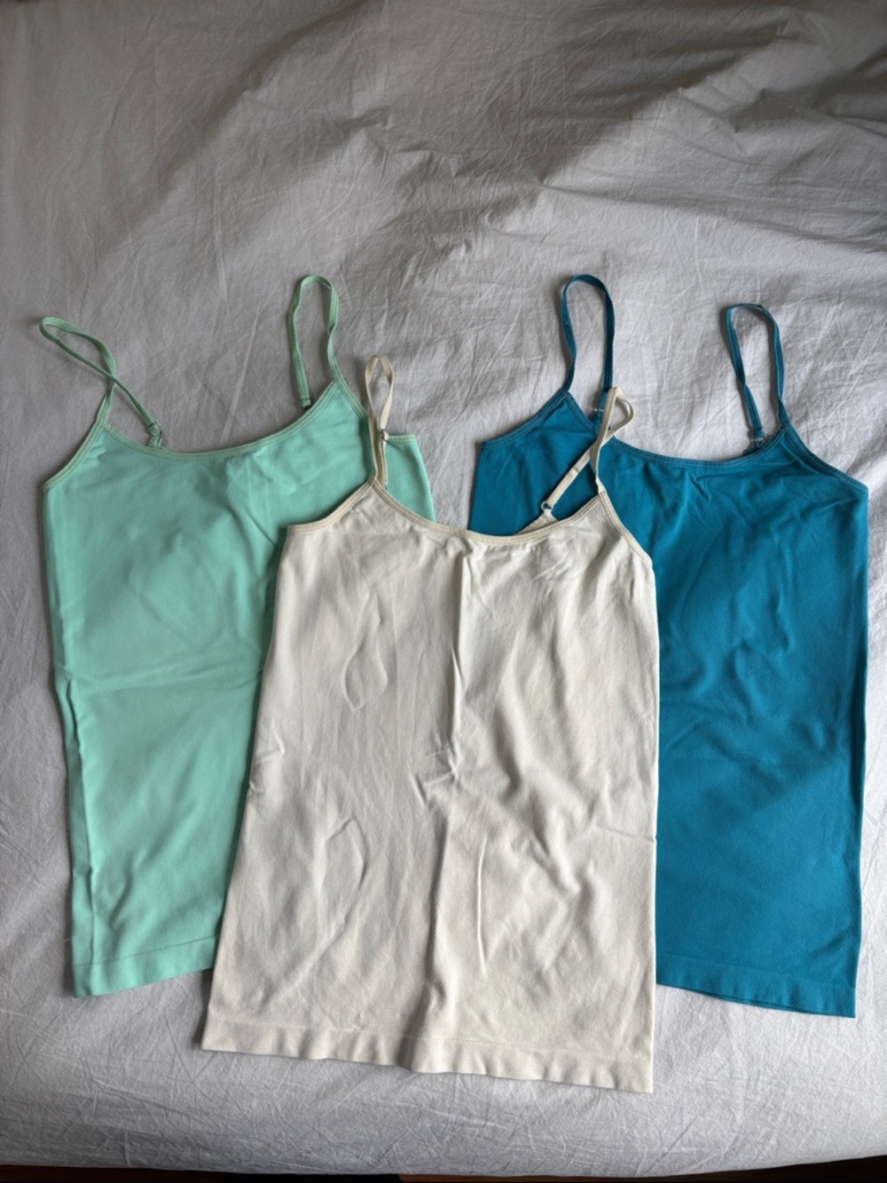 Everyday Adjustable Spaghetti Strap Camisoles in Mint, Ivory & Turquoise